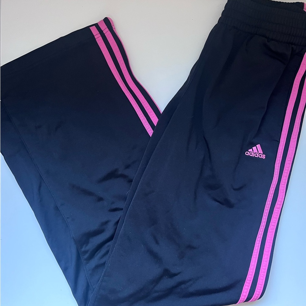 Adidas Woman’s  Black Joggers with Pink Stripes
